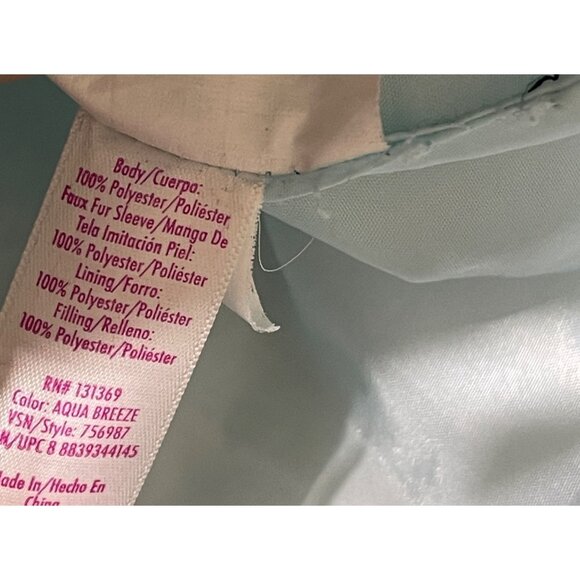 Justice Girl's Puffer Coat Jacket Size 10 Medium Aqua Blue Hood Full Zip READ - Picture 6 of 8